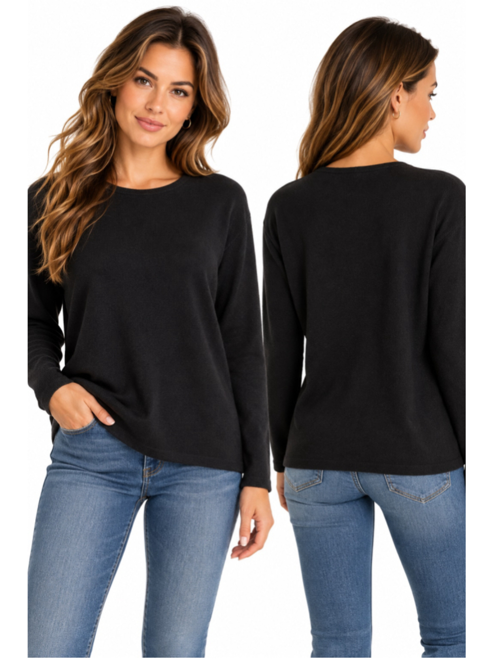 Sutton Studio Cashmere Crew Neck Sweater Black XL